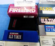 CLEARING OUT SAVE DOLLARS "5" USED SCHRADE-OLD TIMER BOXES AND PAPER WORK IN USEABLE CONDITION  