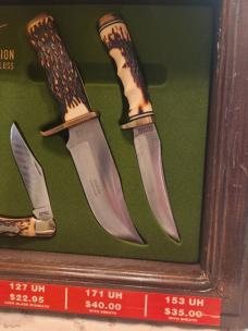 Vintage Schrade USA Uncle Henry Signature Collection 7 Knife Countertop Display Vintage Schrade USA Uncle Henry Signature Collection 7 Knife Countertop Display