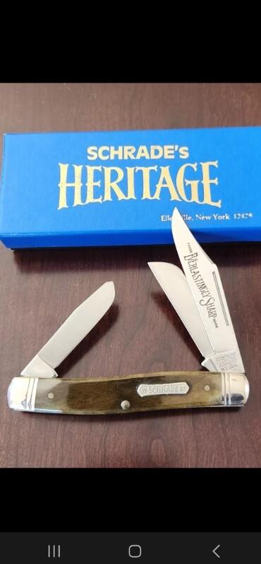 Schrade NY USA Heritage 8801 Smooth Bone Premium Stockman Knife