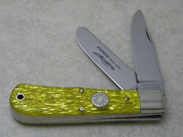 Parker Cut. Co. Surgical Steel Japan Gold Stripe Parker Bullet Medium Jumbo Trapper Knife