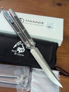 NIB MAXACE COVENANT BALI MCV01 CARBON FIBER TITANIUM BOHLER M390 SATIN SS NIB MAXACE COVENANT BALI MCV01 CARBON FIBER TITANIUM BOHLER M390 SATIN SS