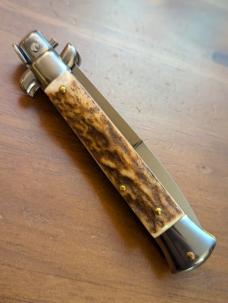 FRANK BELTRAME 23CM 9" BAYONET STILETTO STAG HORN... Snappy, Straight, 4mm Kick Spring, NICE & NEW! FRANK BELTRAME 23CM 9" BAYONET STILETTO STAG HORN... Snappy, Straight, 4mm Kick Spring, NICE & NEW!