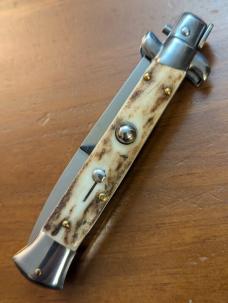 FRANK BELTRAME 23CM 9" BAYONET STILETTO STAG HORN... Snappy, Straight, 4mm Kick Spring, NICE & NEW! FRANK BELTRAME 23CM 9" BAYONET STILETTO STAG HORN... Snappy, Straight, 4mm Kick Spring, NICE & NEW!