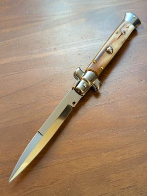 FRANK BELTRAME 23CM 9" BAYONET STILETTO FRENCH HONEY HORN AUTOMATIC...NEW 