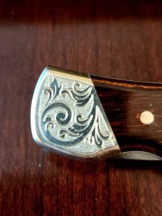 Vintage Schrade + USA SCM5 Custom Made with Etched Bolsters/Fancy Tooled Sheath Vintage Schrade + USA SCM5 Custom Made with Etched Bolsters/Fancy Tooled Sheath