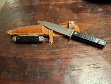 Mint Hammer Brand (Imperial) piggyback fixed blade and pocket knife set 1944-55