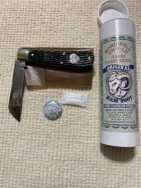 Great eastern GEC #933124 Ram Foot Northfield Wintergreen jigged bone 1 0f 30 made for CCC Club Great eastern GEC #933124 Ram Foot Northfield Wintergreen jigged bone 1 0f 30 made for CCC Club