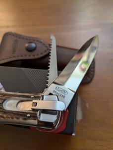 Mikov 241 Predator Leverlock 2 Blade Automatic Knives w/Saw, GNARLY STAG HORN 3.75"Polished Mikov 241 Predator Leverlock 2 Blade Automatic Knives w/Saw, GNARLY STAG HORN 3.75"Polished