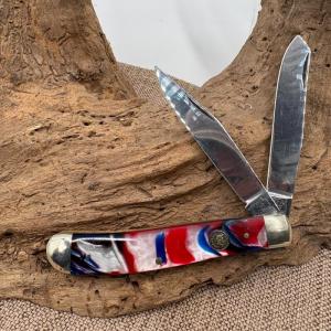 Hen & Rooster 412-STAR Trapper 2x Stainless Blades RWB Handle Folding Knife (71)