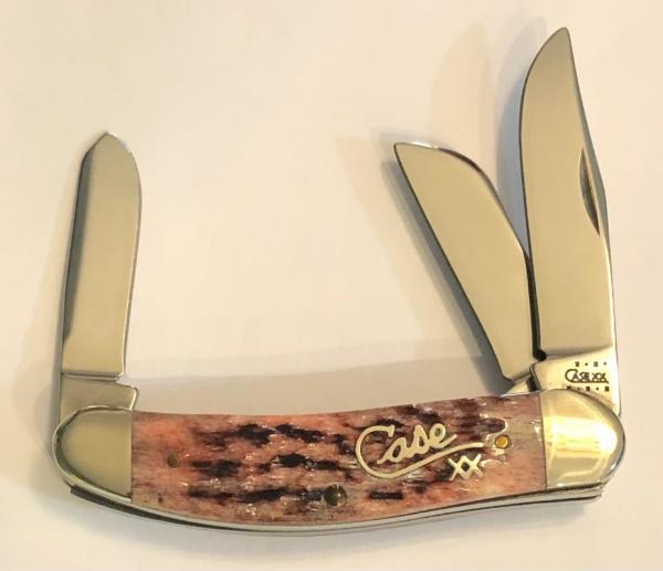 New In Box 2001 Case Cranberry Bone Silver Script Sowbelly New In Box 2001 Case Cranberry Bone Silver Script Sowbelly