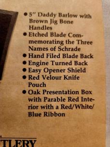 Schrade USA 80th Anniversary Big Daddy Barlow 260 Serial# 161/300 in Display Box
