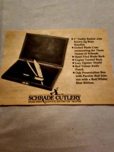 Schrade USA 80th Anniversary Big Daddy Barlow 260 Serial# 161/300 in Display Box