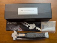 NIB AGA CAMPOLIN 9INCH-23CM ZERO CARBON FIBER SCALES W/BOHLER SATIN DAGGER BLADE NIB AGA CAMPOLIN 9INCH-23CM ZERO CARBON FIBER SCALES W/BOHLER SATIN DAGGER BLADE
