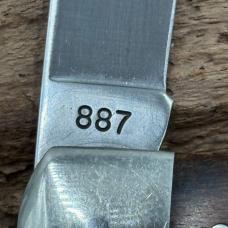 Vintage Camillus 887 Lockback Knife Drop Point Blade Wood Grips USA (25)