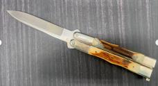 MINT Vintage Balisong Taylor Cutlery Second Cut Stag Handle AK-1415 Japan MINT Vintage Balisong Taylor Cutlery Second Cut Stag Handle AK-1415 Japan
