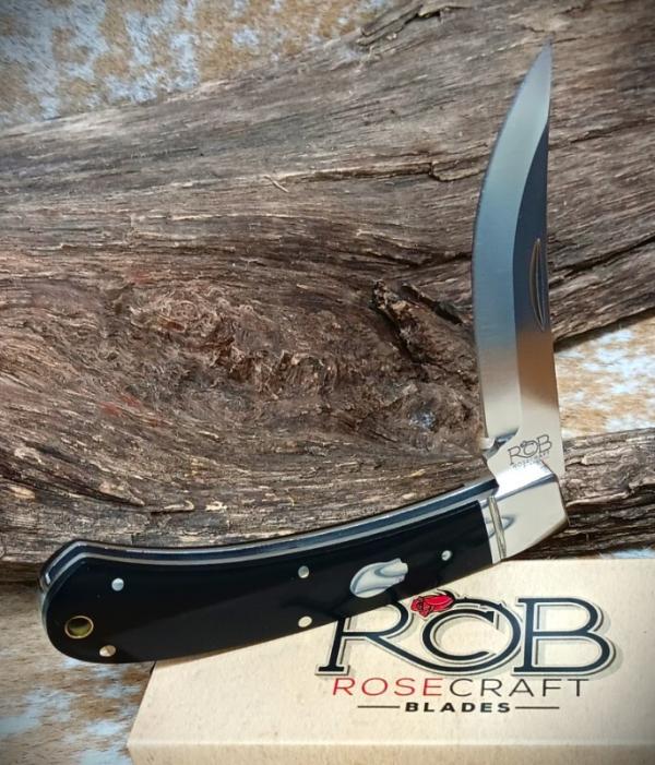 NIB RoseCraft Blades Riverbend Skinner RCT008 Black Micarta Covers Knife Upswept NIB RoseCraft Blades Riverbend Skinner RCT008 Black Micarta Covers Knife Upswept