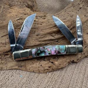 Hen & Rooster Abalone Congress 324-MOZ 4 Blade Folding Pocket Knife Carbon (103)