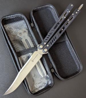 Maxace Knives - Banshee III , Balisong Knife , Black G-10 Scales , W / Trainer Blade