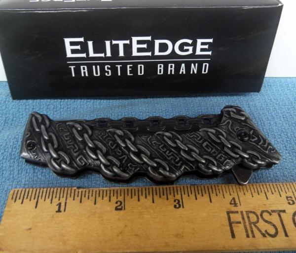 ELITEDGE CHAIN SCALE DESIGN SPRING ASSIST KNIFE NEW IN BOX GOOD EDGE & ACTION WORTH THE ADD