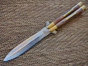Vintage 16 1/2 inch Balisong Balisword from the Phillipines With Eagle Head