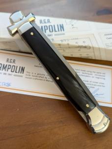  NIB 11"- 28 cm A.G.A. Campolin Brazilian Horn Maltese Automatic lockback stiletto