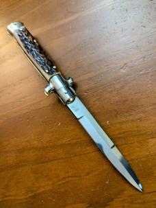 18CM-7 INCH PICKLOCK MADE IN MANIAGO ITALIAN STILETTO IN STAG HORN 18CM-7 INCH PICKLOCK MADE IN MANIAGO ITALIAN STILETTO IN STAG HORN