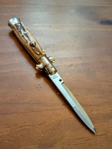 18CM-7 INCH PICKLOCK MADE IN MANIAGO ITALIAN STILETTO IN STAG HORN 18CM-7 INCH PICKLOCK MADE IN MANIAGO ITALIAN STILETTO IN STAG HORN