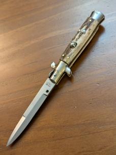 18CM-7 INCH PICKLOCK MADE IN MANIAGO ITALIAN STILETTO IN STAG HORN 18CM-7 INCH PICKLOCK MADE IN MANIAGO ITALIAN STILETTO IN STAG HORN