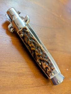 18CM-7 INCH PICKLOCK MADE IN MANIAGO ITALIAN STILETTO IN STAG HORN 18CM-7 INCH PICKLOCK MADE IN MANIAGO ITALIAN STILETTO IN STAG HORN