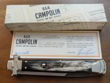 NIB 11"- 28 cm A.G.A. Campolin Brazilian Horn Maltese Automatic lockback stiletto NIB 11"- 28 cm A.G.A. Campolin Brazilian Horn Maltese Automatic lockback stiletto