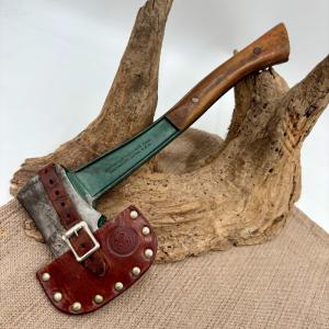 Bridgeport Boy Scout Logo Hatchet Camping Camp Axe Wood Tool BSA Leather Sheath