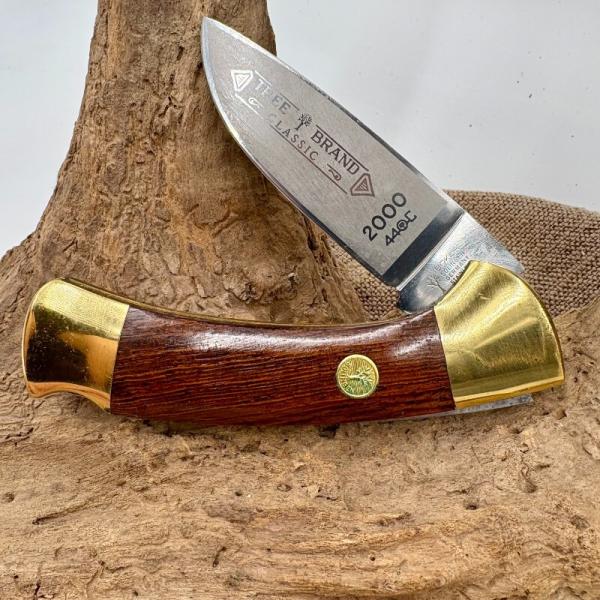 BOKER TREE BRAND SOLINGEN GERMANY WOOD PREMIUM LOCKBACK KNIFE 2000 440C (103B)