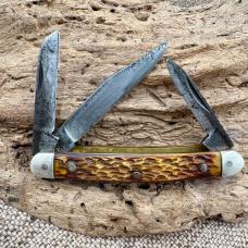 Vintage John Primble USA Belknap Hdw MFG 5390 3 Blade Small Stockman Knife (155)