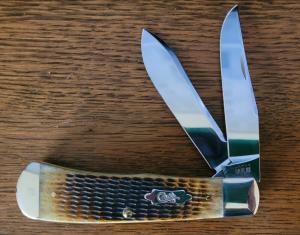 CASE XX ANTIQUE BONE ROGERS JIGGED PANAMA TRAPPER (TB62546 SS)