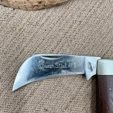 Queen Steel #1 Hawk Bill Pruner Wood Handle USA Folding Pocket Knife (180) Queen Steel #1 Hawk Bill Pruner Wood Handle USA Folding Pocket Knife (180)