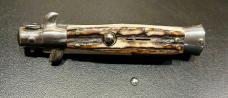 Dolphins 7” Picklock Stiletto, Stag Scales Dolphins 7” Picklock Stiletto, Stag Scales