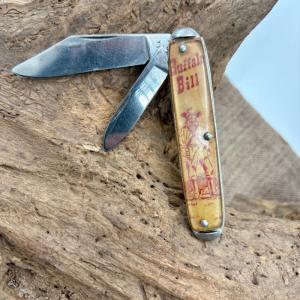 Vintage Buffalo Bill USA Novelty Knife Co Cowboy 2 Blade Pocket Folder (33)