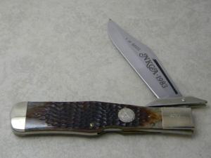 Case XX USA Bone C61050L Swing Guard Coke Bottle Lockback Knife 1983 NKCA Club Knife