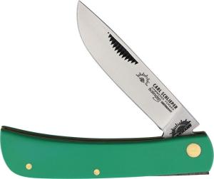 GERMAN EYE BRAND - CLODBUSTER JR. - ETCHED BLADE - 3 5/8" CLOSED LENGTH - GREEN SYNTHETIC HANDLES