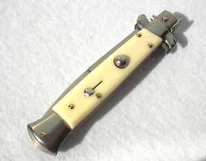 NEW FRANK BELTRAME 9" SWITCHBLADE IMITATION IVORY HANDLES BAYONET BLADE ITALIAN STILETTO