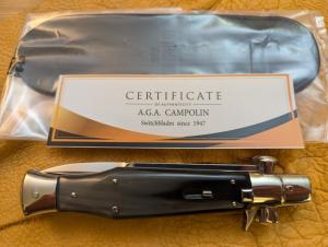 NEW AGA CAMPOILN BLACK WIDOW IN BLACK HORN 28CM-11INCH WITH 5MM BACK AND KICK SPRING 