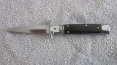 8" SLS auto Knife -(Swinguard Leverlock Stiletto) switchblade knife. Ebony wood handles. 8" SLS auto Knife -(Swinguard Leverlock Stiletto) switchblade knife. Ebony wood handles.