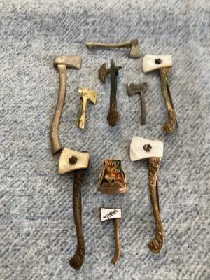 Vintage/Antique Ten(10) Collectible Miniature HATCHET/AX Lapel/Hatpins