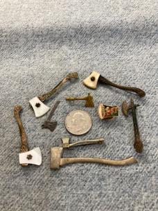 Vintage/Antique Ten(10) Collectible Miniature HATCHET/AX Lapel/Hatpins