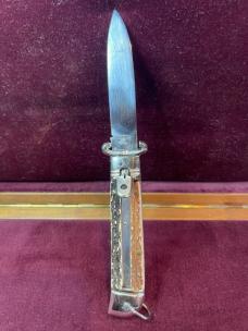 Vintage Italian Jndiana Extra 20cm Italian Shell puller Faux stag Lever automatic knife