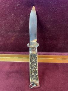 Vintage Italian Jndiana Extra 20cm Italian Shell puller Faux stag Lever automatic knife