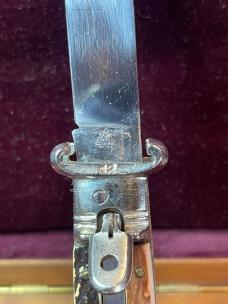 Vintage Italian Jndiana Extra 20cm Italian Shell puller Faux stag Lever automatic knife