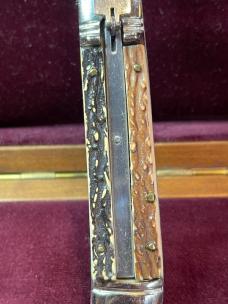 Vintage Italian Jndiana Extra 20cm Italian Shell puller Faux stag Lever automatic knife
