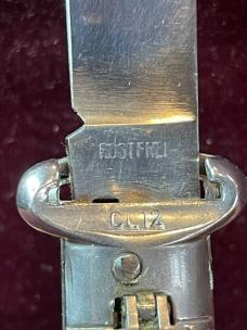 Vintage Italian ROSTFREI shell puller lever automatic knife with faux stag scales