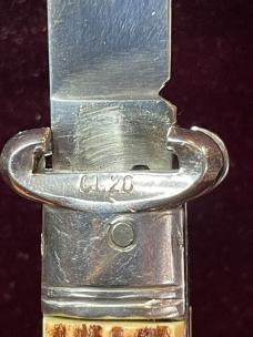 Vintage Italian ROSTFREI shell puller lever automatic knife with faux stag scales